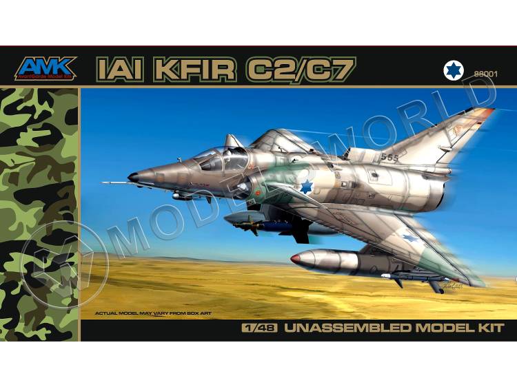 Склеиваемая пластиковая модель Самолет Israeli Air Force Kfir C2/C7. Масштаб 1:48 - фото 1