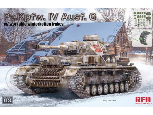 Склеиваемая пластиковая модель Немецкий танк Pz.Kpfw. IV Ausf. G с рабочими зимними траками. Масштаб 1:35