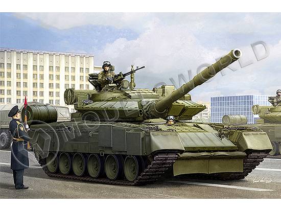 Склеиваемая пластиковая модель Российский боевой танк Т-80БВМ. Масштаб 1:35 - фото 1