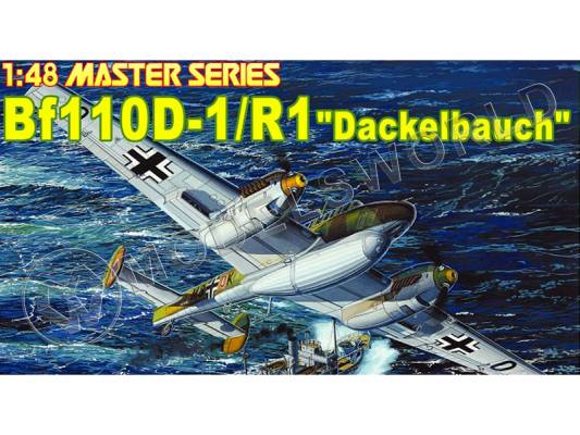 Склеиваемая пластиковая модель Немецкий самолет Messerschmitt Bf.110D-1/R1 "Dackelbauch". Масштаб 1:48